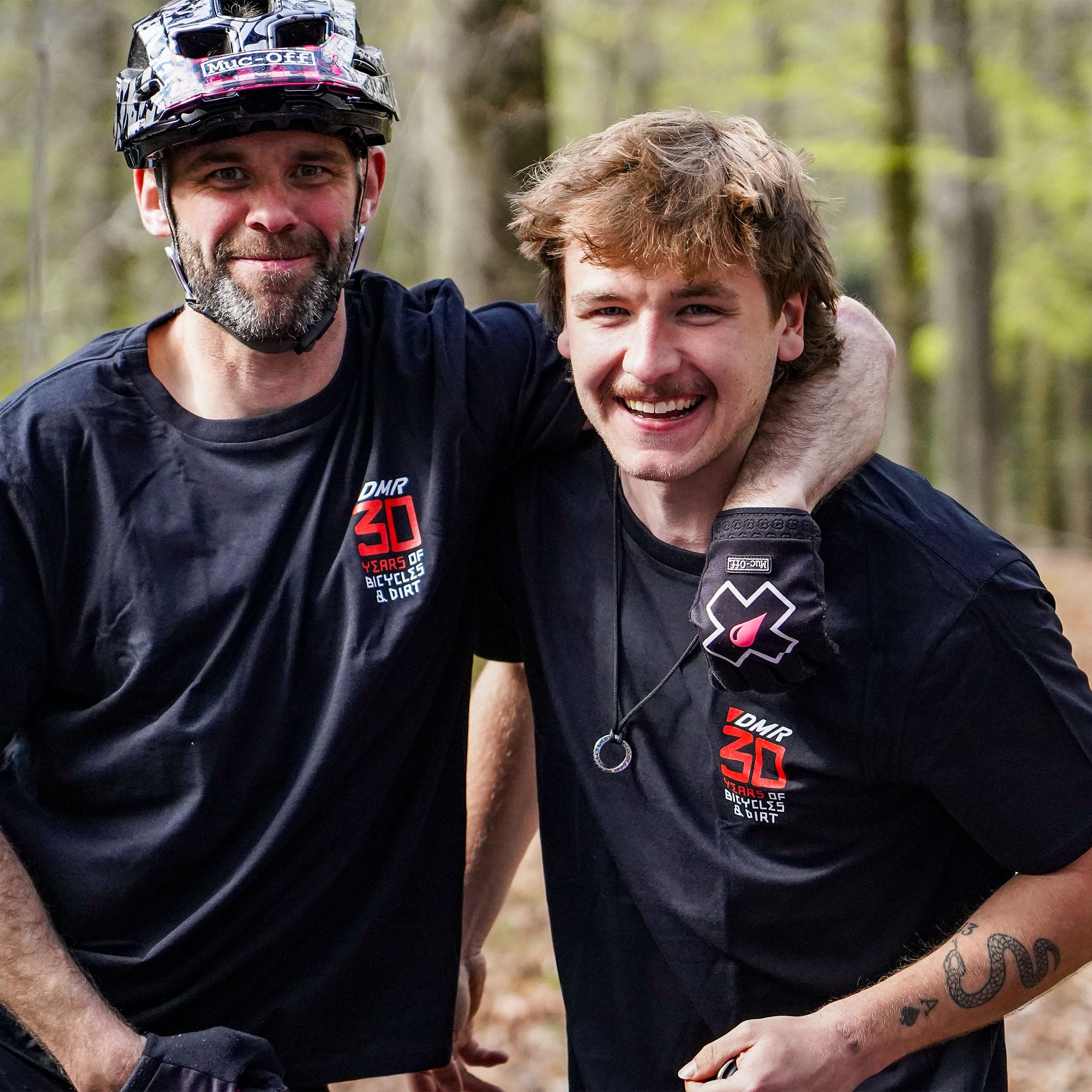DMR Riders Ben Deakin and Preston William wearing 30 year anniversary t-shirt