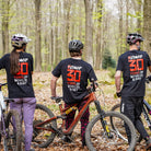 DMR Riders Ben Deakin Preston William and Kerenza Scott wearing 30 year anniversary t-shirt
