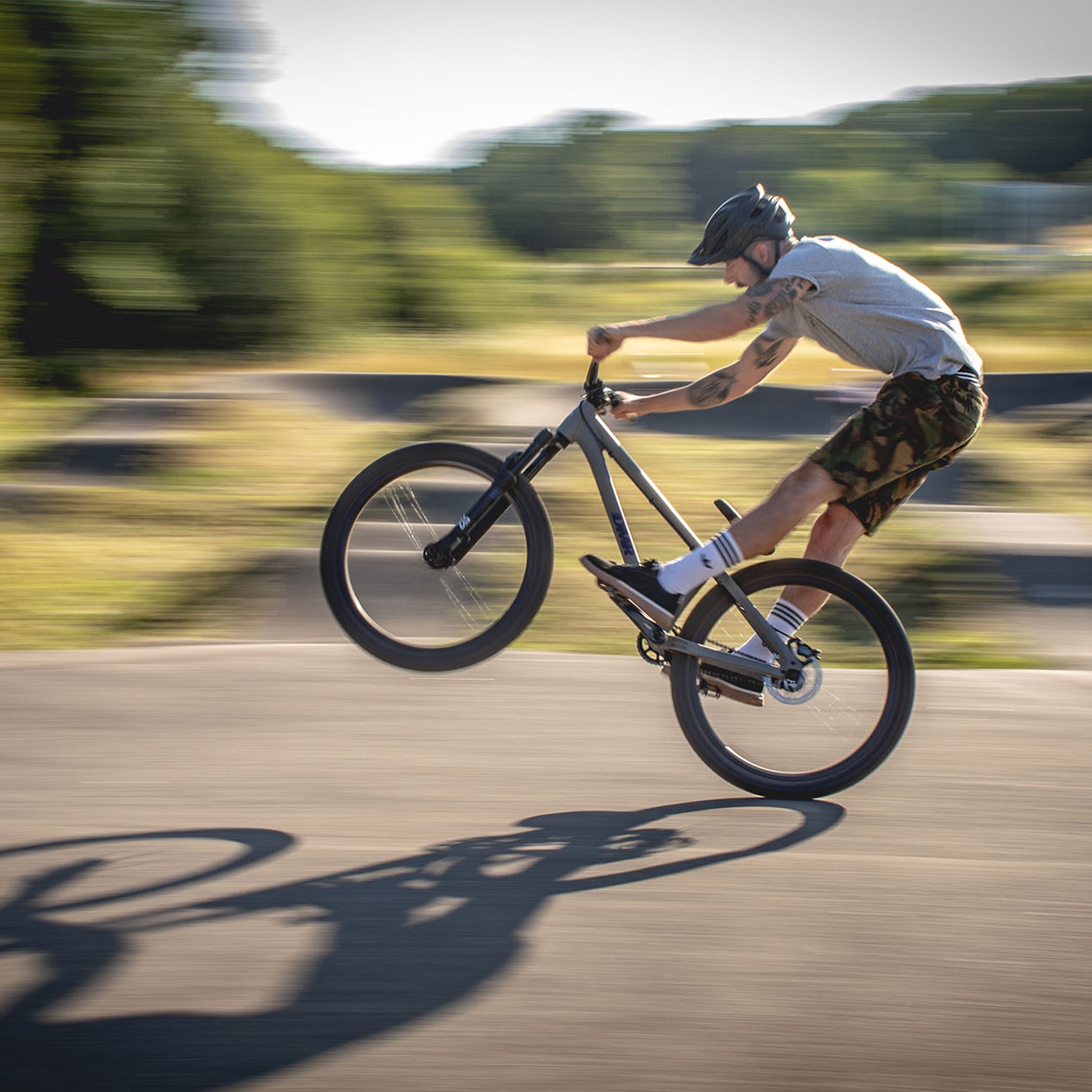 DMR Staff Member Adam Dawson riding a bike