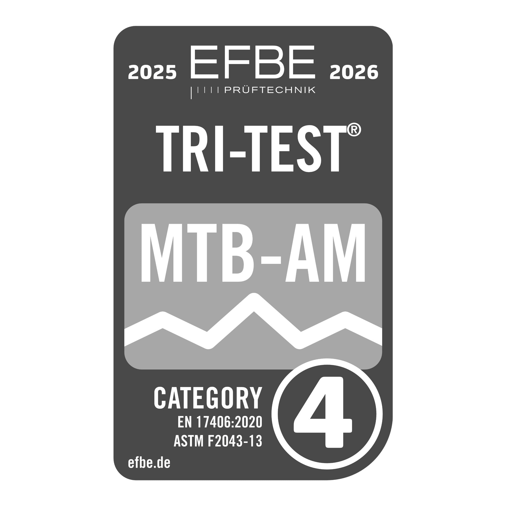 Tri-Test MTB-AM Category 4 label for EFBE 2025-2026 on a white background