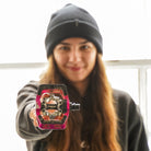 DMR Rider Kerenza Scott holding a Pedal