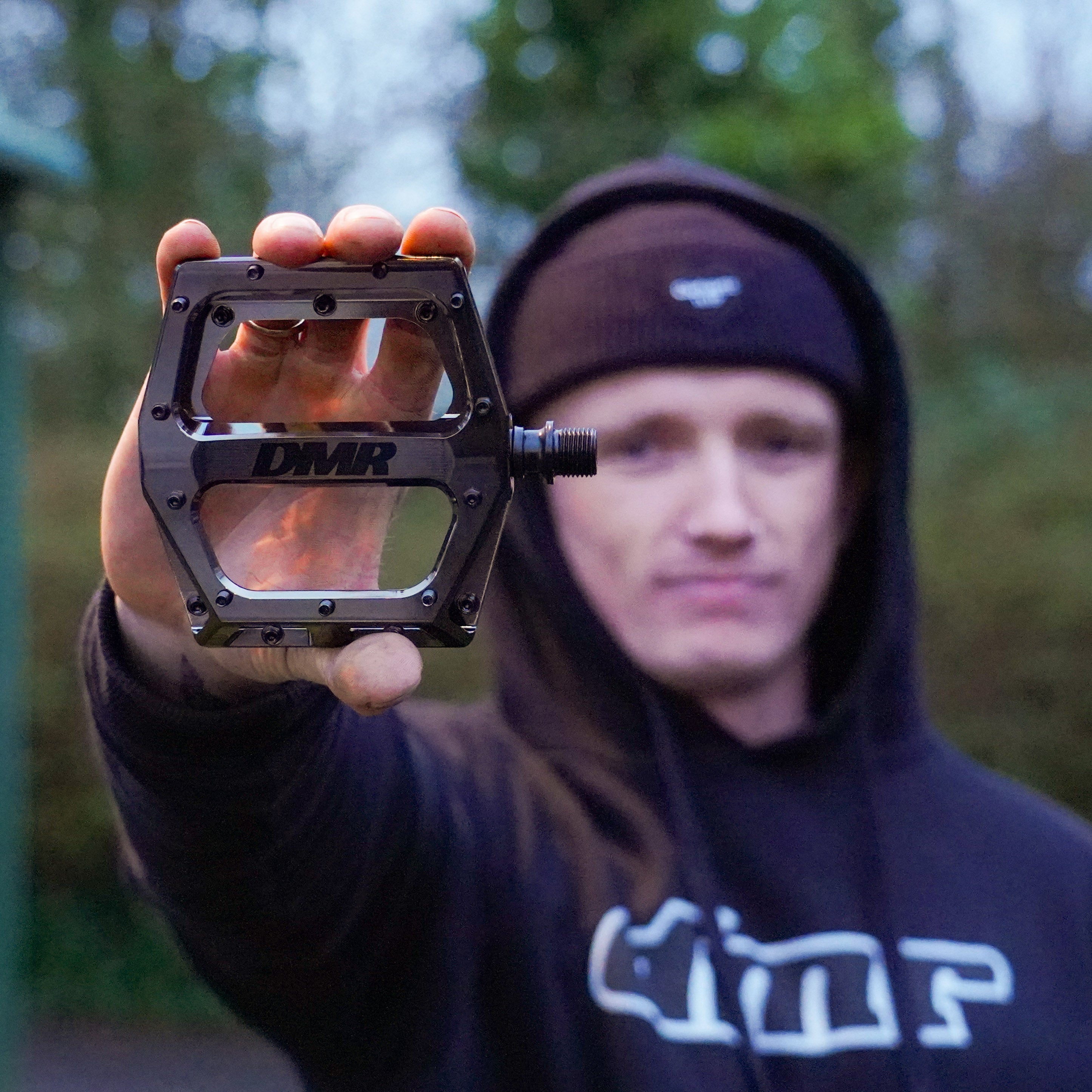 DMR Rider Sam Marzetti Holding Pedal