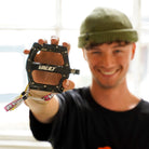 DMR rider Will Easey holding a pedal