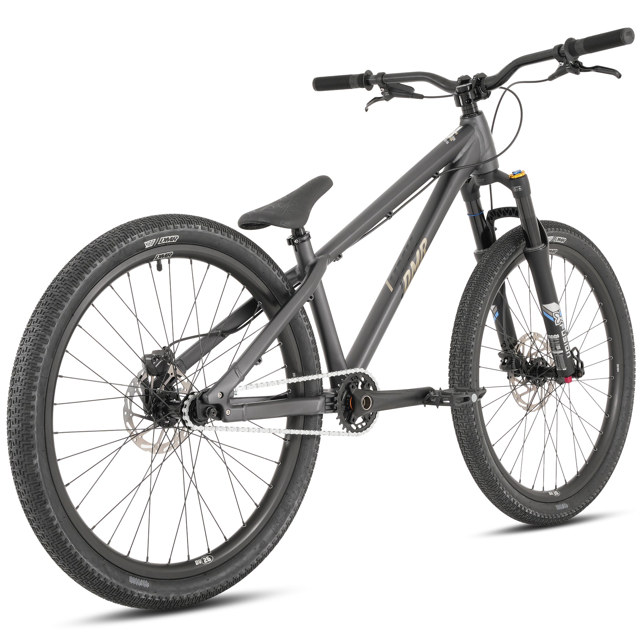 Gray mountain bike on a white background