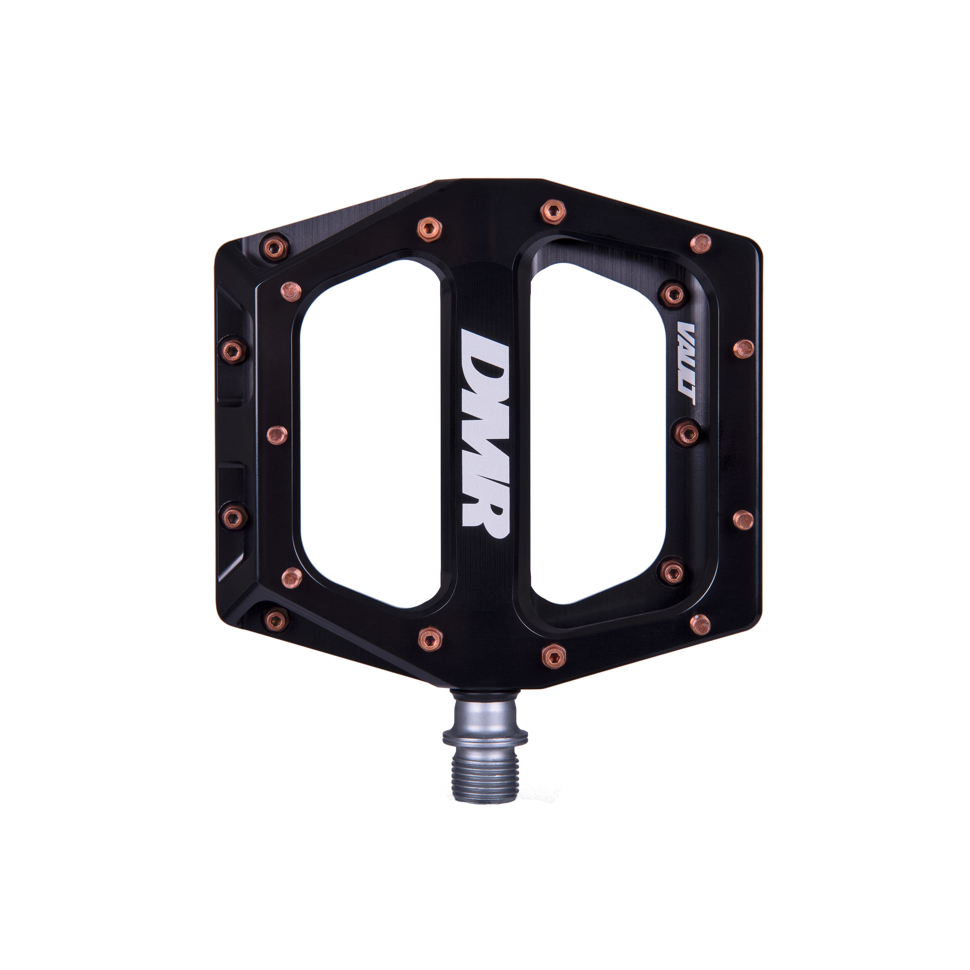 Black DMR Vault off-road mountain cycle cycling pedal pedalling product, pictured on a white background.