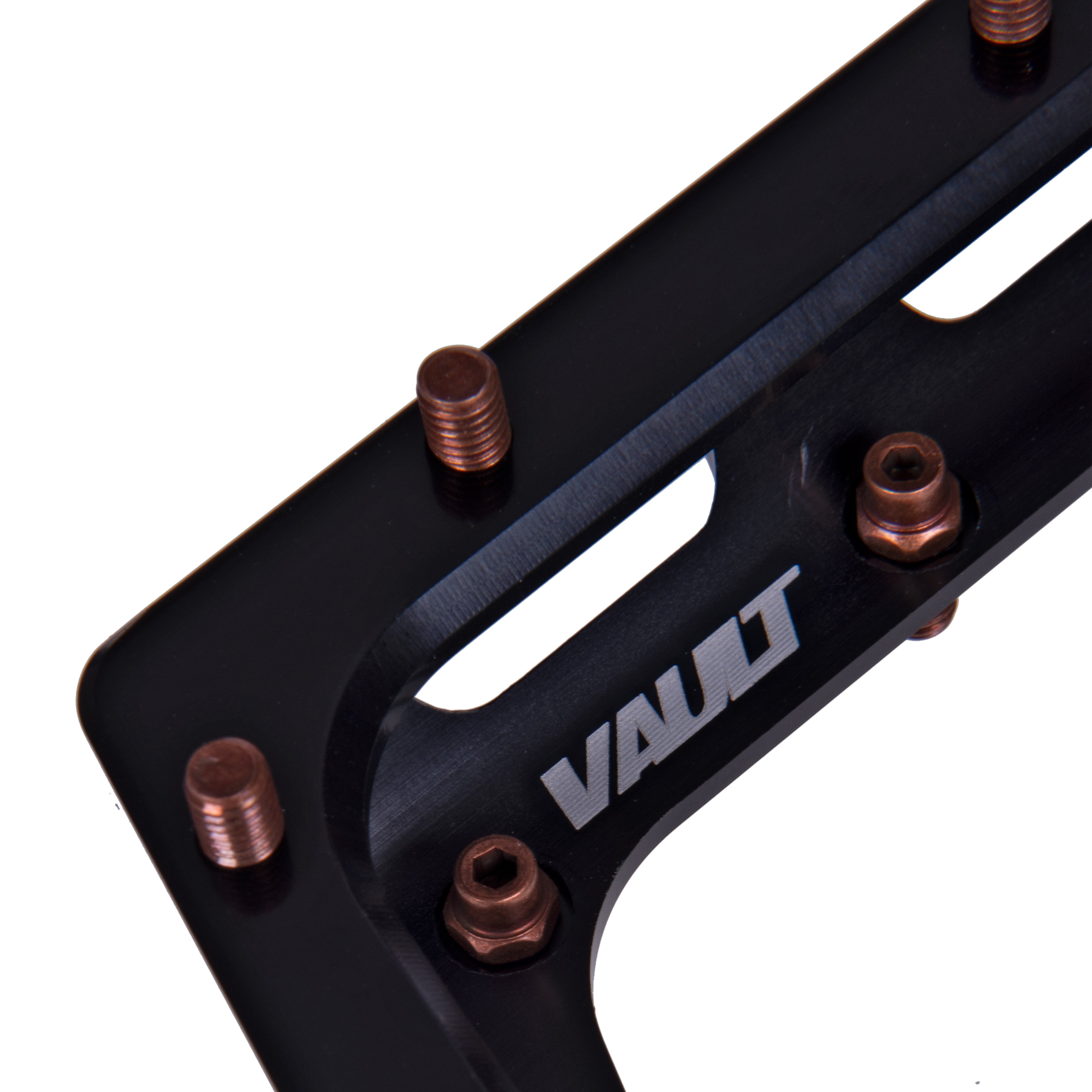 Black DMR Vault off-road mountain cycle cycling pedal pedalling product, pictured on a white background.