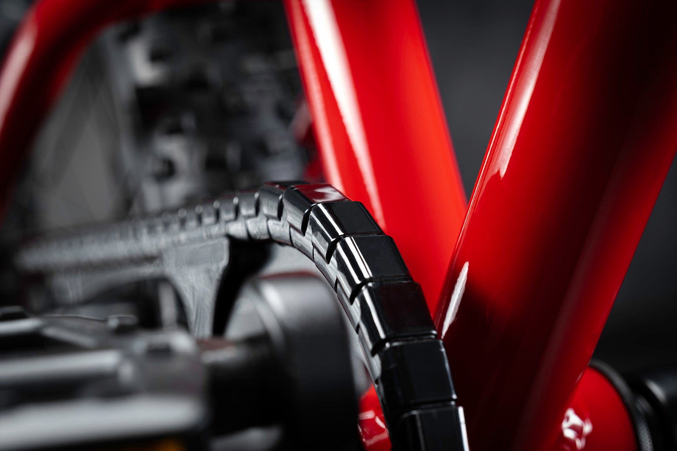 Close-up of a DMR Sidekick Pedal Children's Child's Kids off-road mountain cycle cycling bicycle bike. Primarily featuring the stem.
