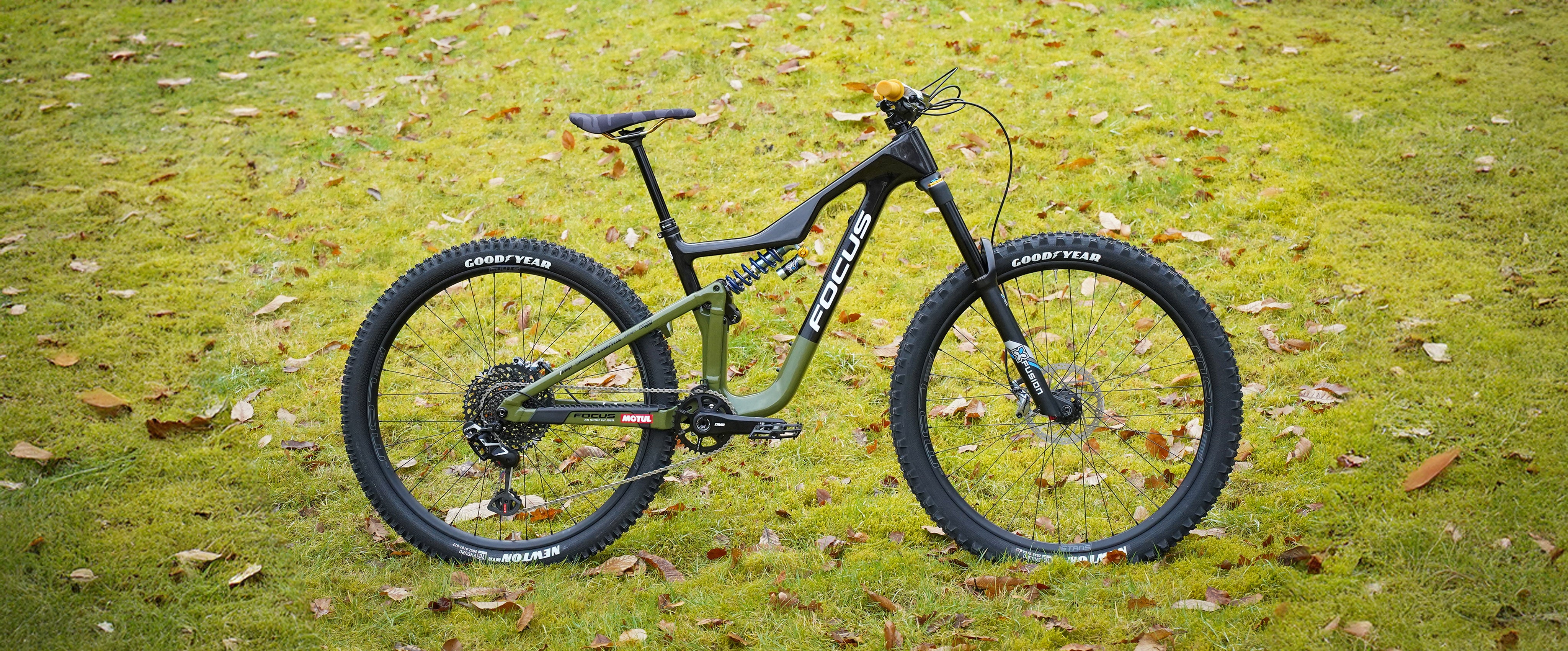 Mountain bike on a grassy field
