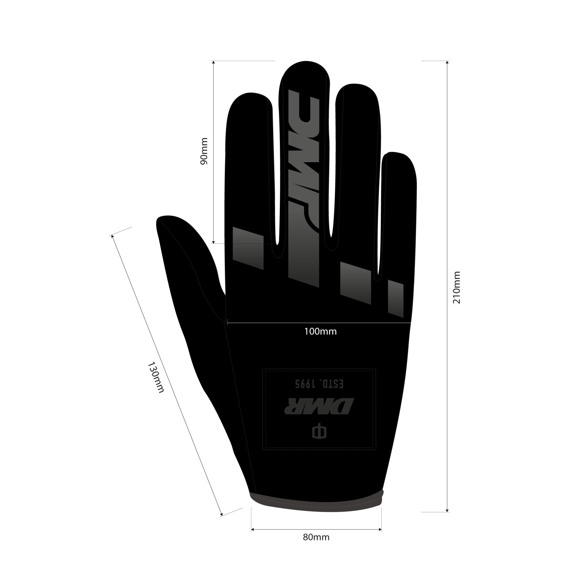 DMR glove size guide in XL