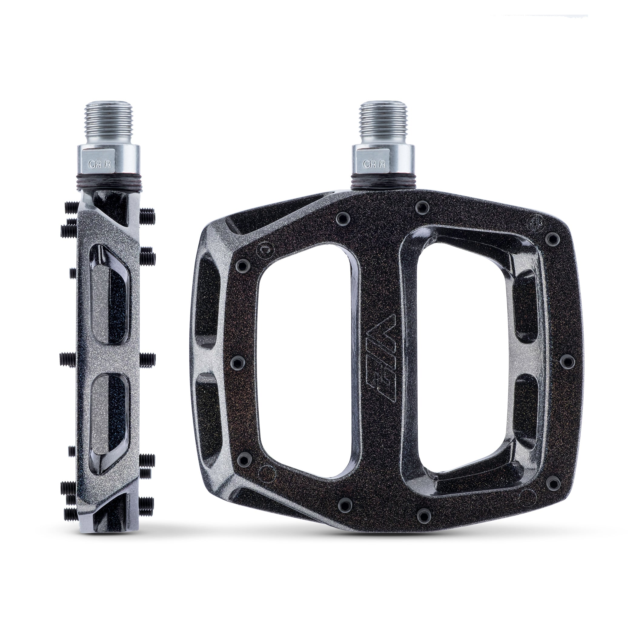 DMR V12 SE GALAXY Space Edition - MTB Flat Pedal, Black with metallic glitter finish