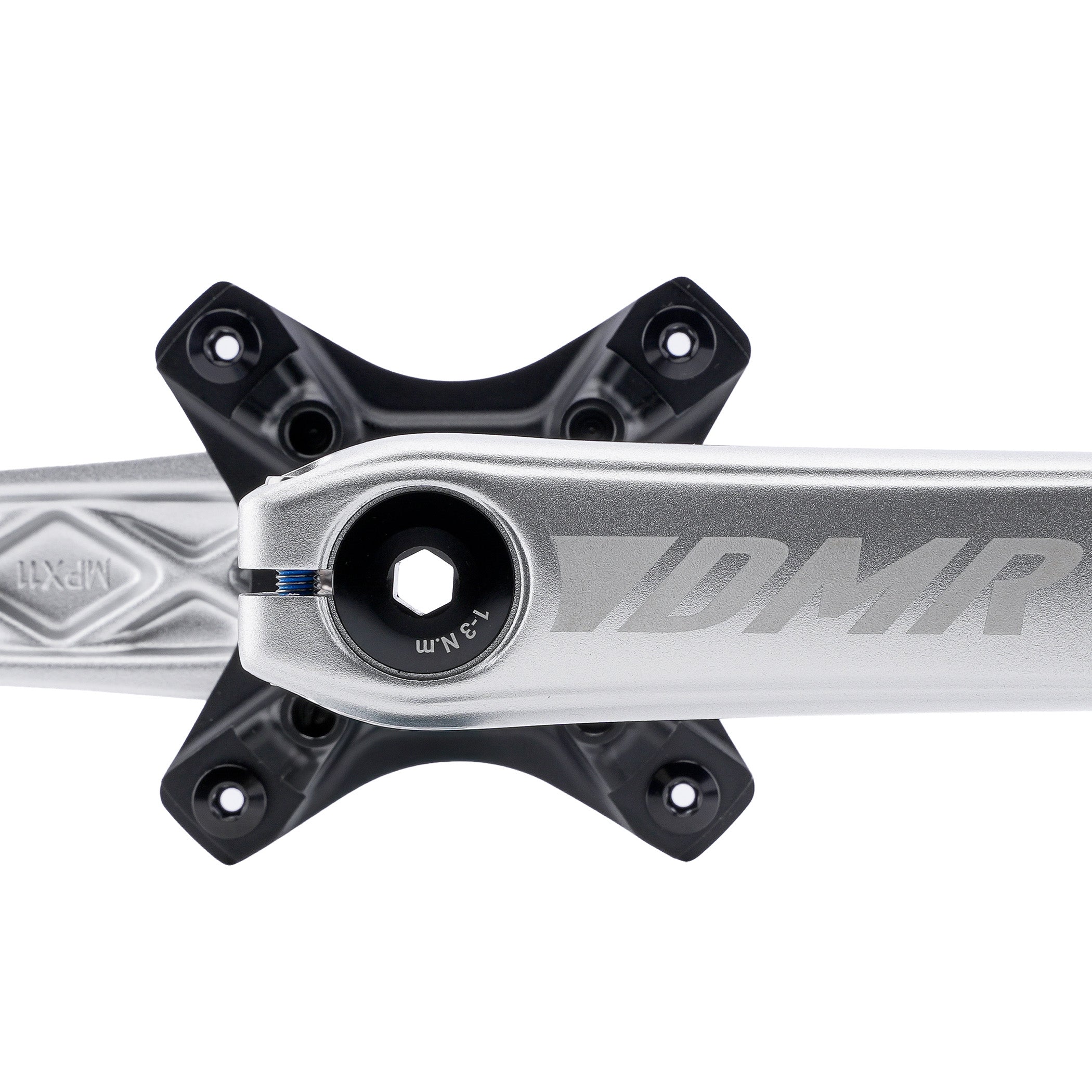 DMR Sect Cranks in Silver, on a white background.