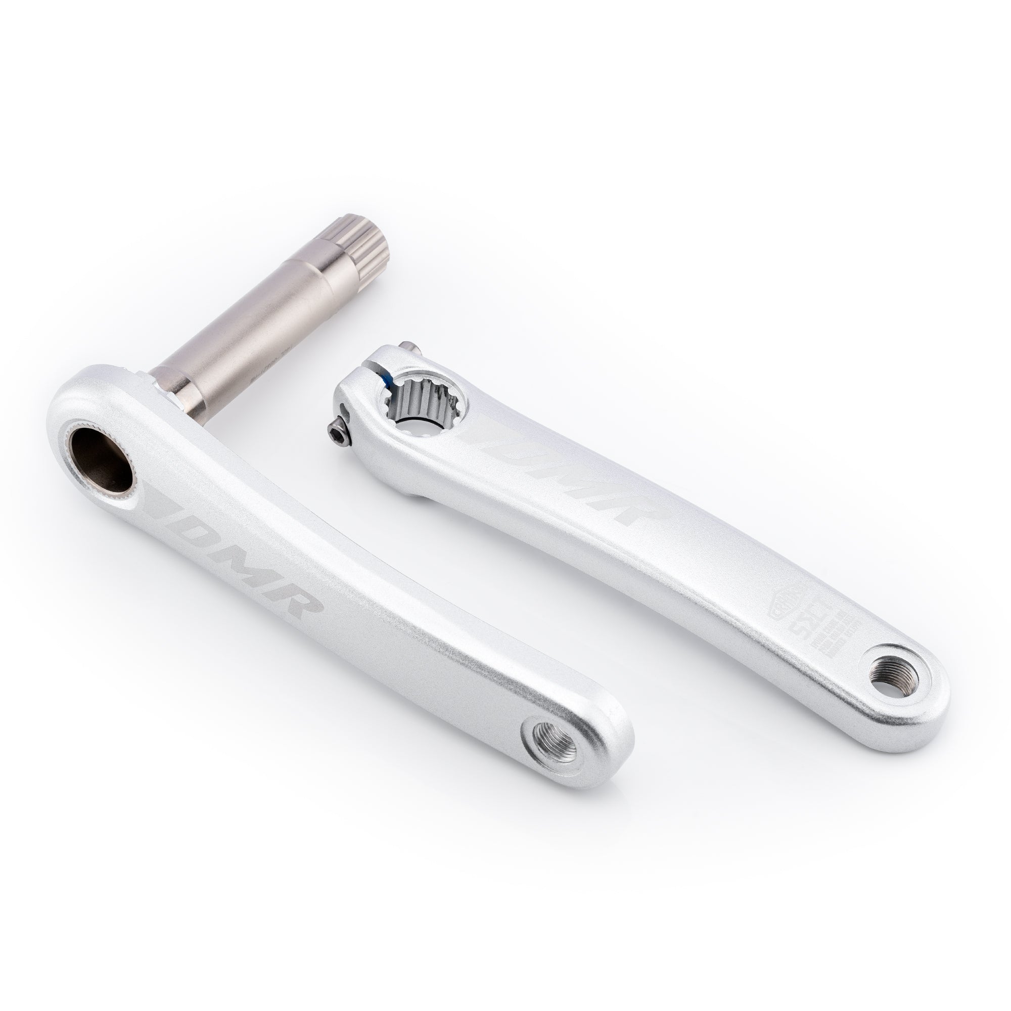 DMR Sect Cranks in Silver, on a white background.