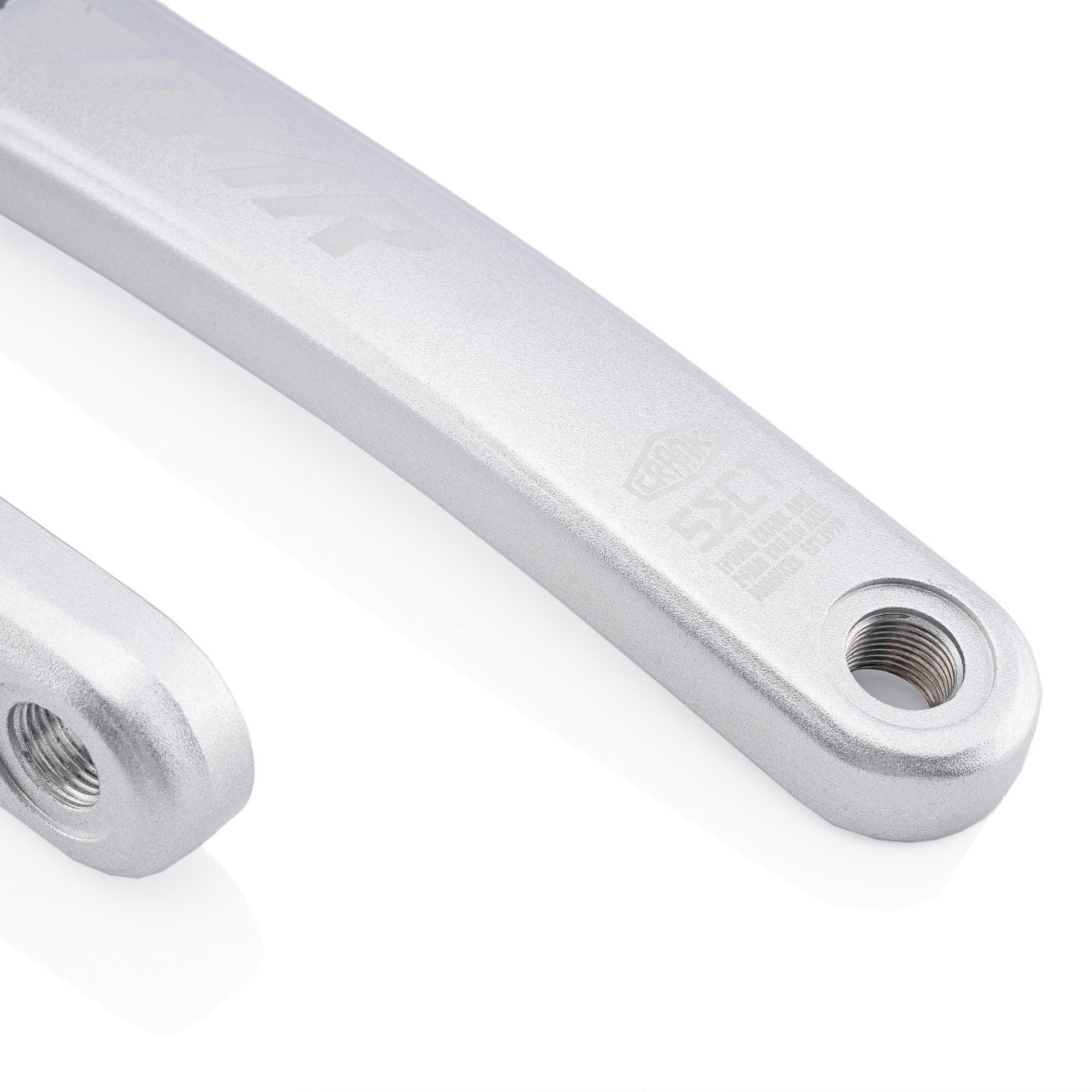 DMR Sect Cranks in Silver, on a white background.