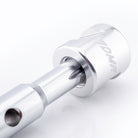 close-up of a silver dmr bikes bicycles vmax vault mag midi v12 v11 flat4 flat 4 four versa clip clipless pedals pedal service servicing tool on a white background