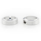 Two silver locking collar grip clamps with DMR Deathgrip 2 branding on a white background