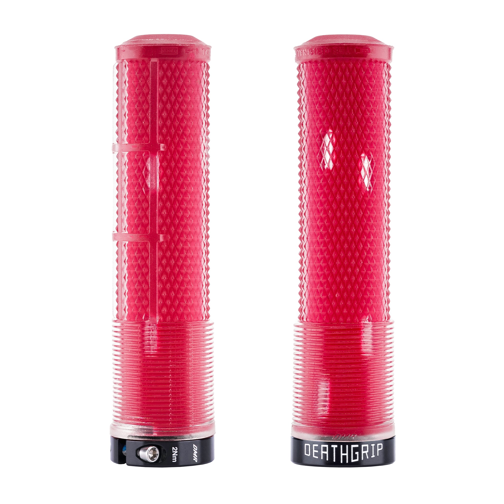 DMR Deathgrip2 Flangeless in Transparent Red, on a white background.