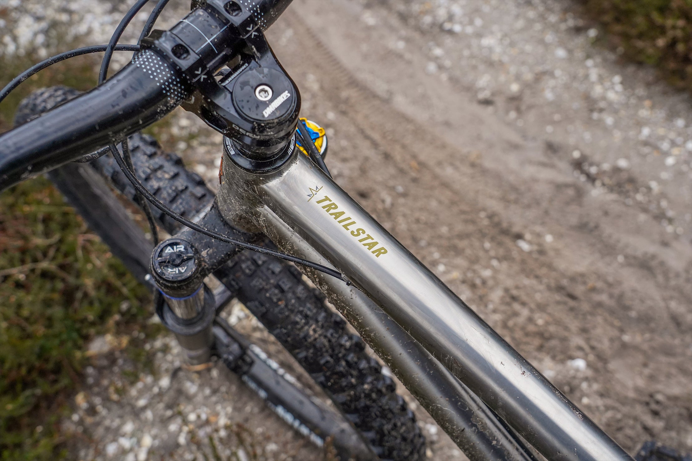 DMR Trailstar Ti Frame on a Mountain Biking trail.