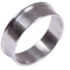 A polished silver metal band ring, likely a stainless steel ring, shown on a solid white background.