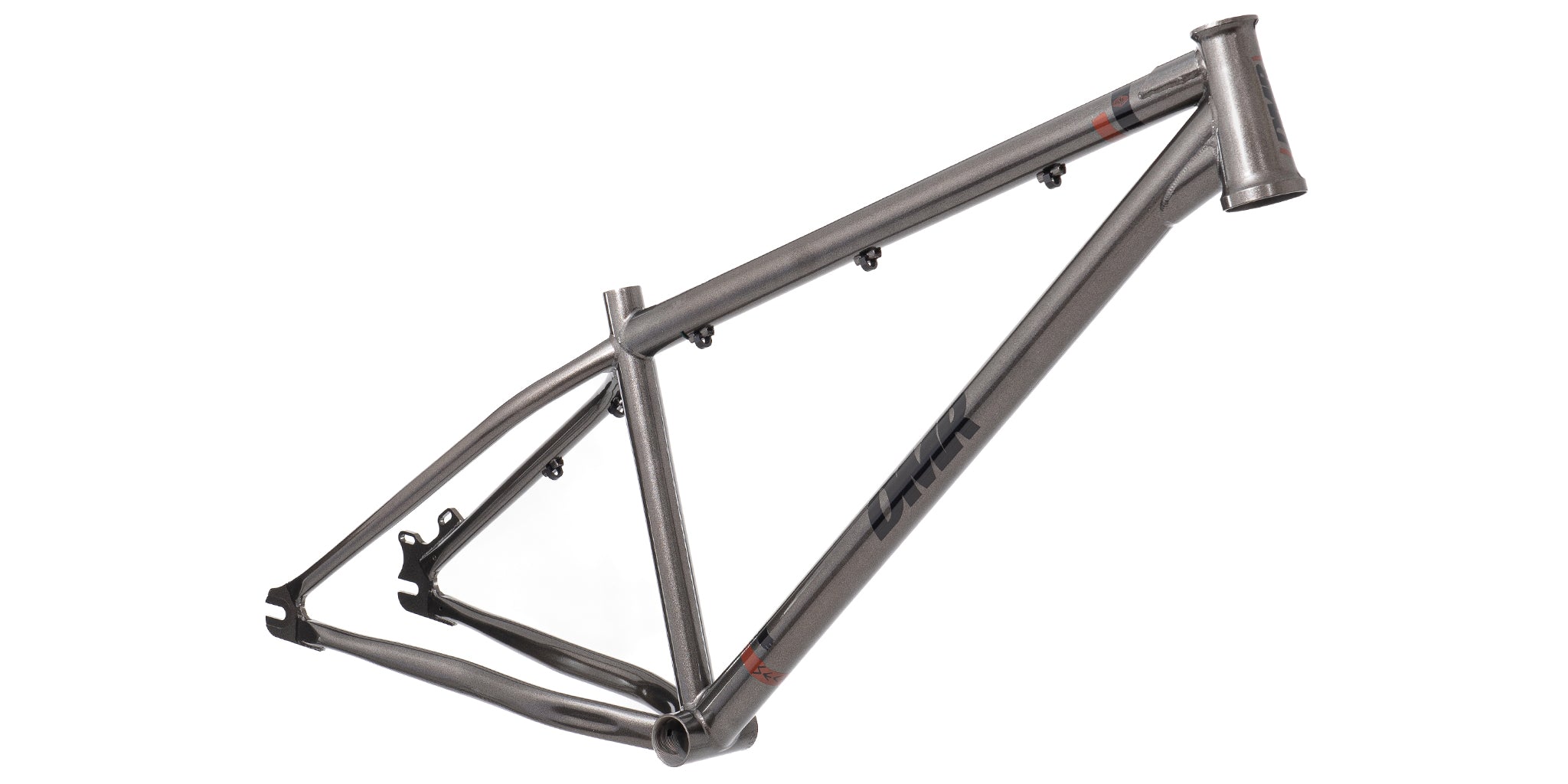 dmr bikes sect custom dirt jumper bike frame in grey, on a white background